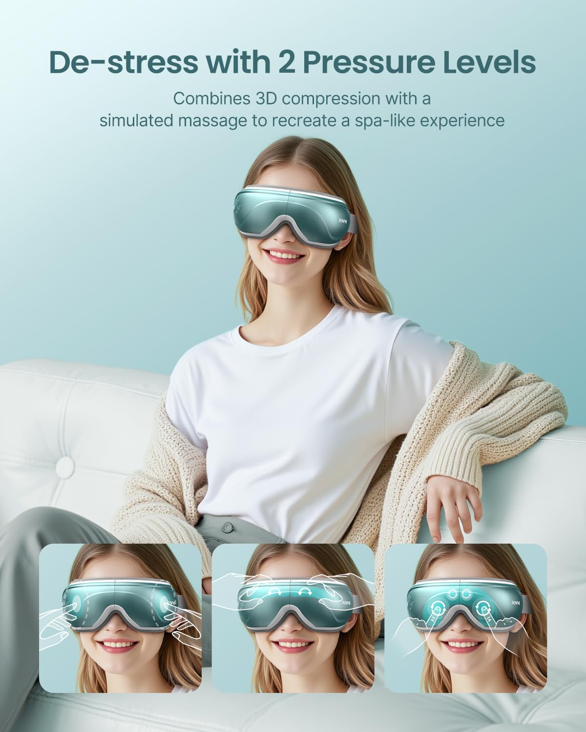 RENPHO Valentine's Day Gifts FSA/HSA Eligible Eyeris 2 Extended-Eye Massager with Heat for Migraines Relief, Heated Eye Mask, Ey