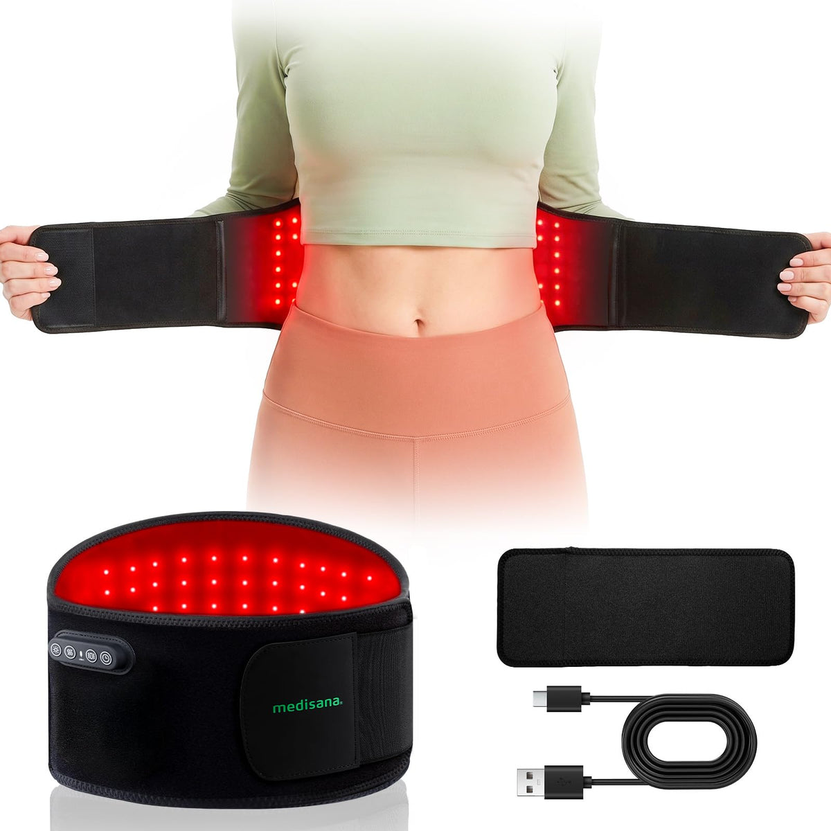 Medisana Red Light Therapy Belt for Body, 3in1 with Vibration & Heat