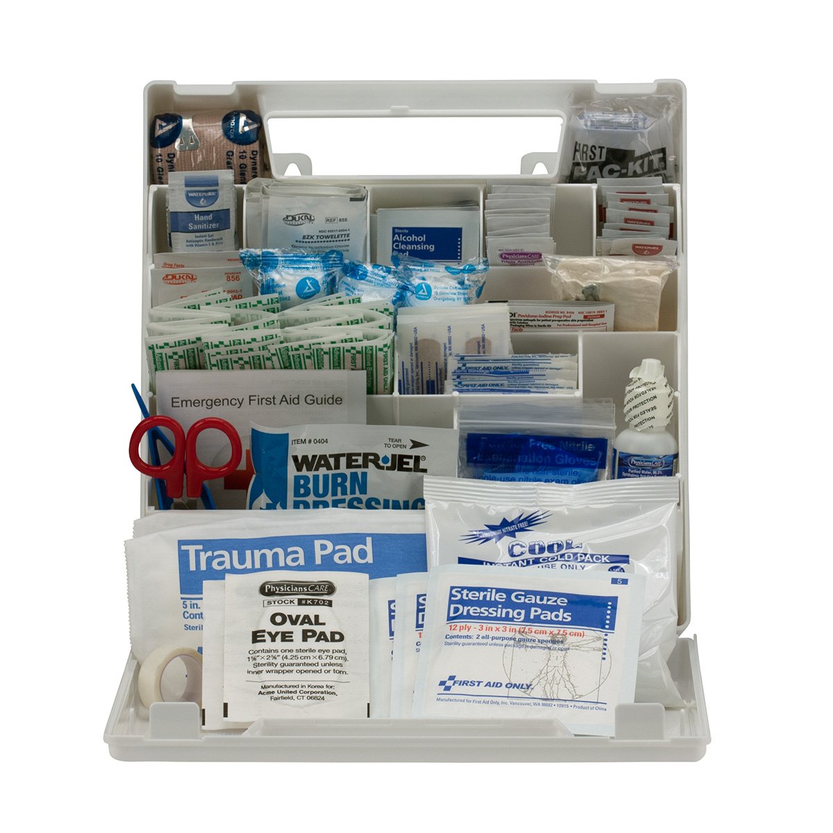 First Aid Only 90639 ANSI 2015 Compliant 50 Person Bulk Class A+, First Aid Kit, Plastic Case with Dividers