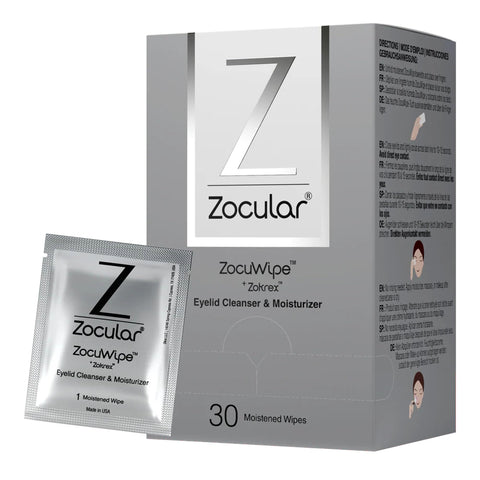 Zocular - Zocuwipe Eyelid Wipes with Natural Okra Complex - Eyelid Cleanser and Moisturizer Pads - Eyelid Cleansing Wipes - Blep