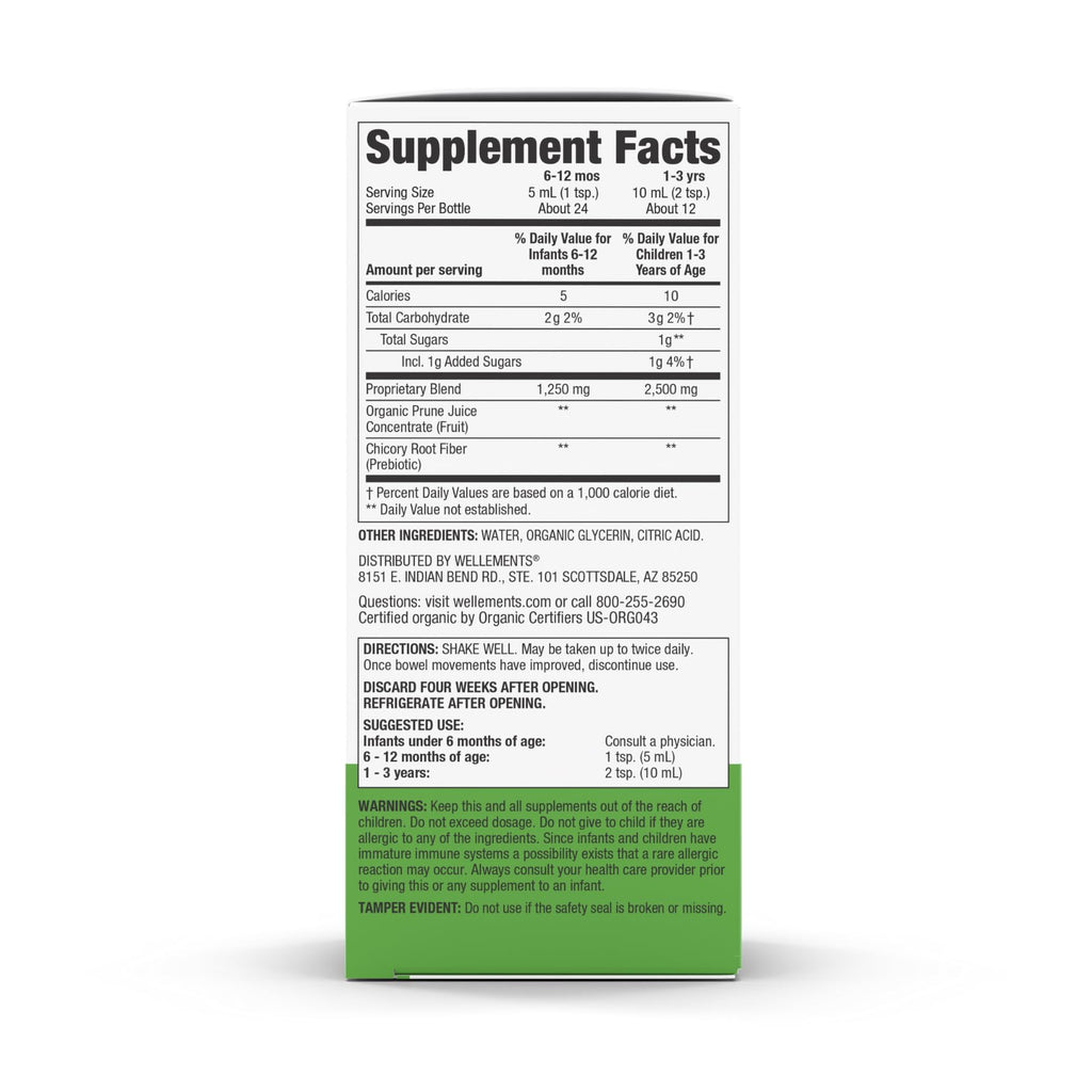wellements Organic Baby Constipation Support Relieves Occasional Constipation for Infants & Toddlers, No Harsh Laxatives, USDA C
