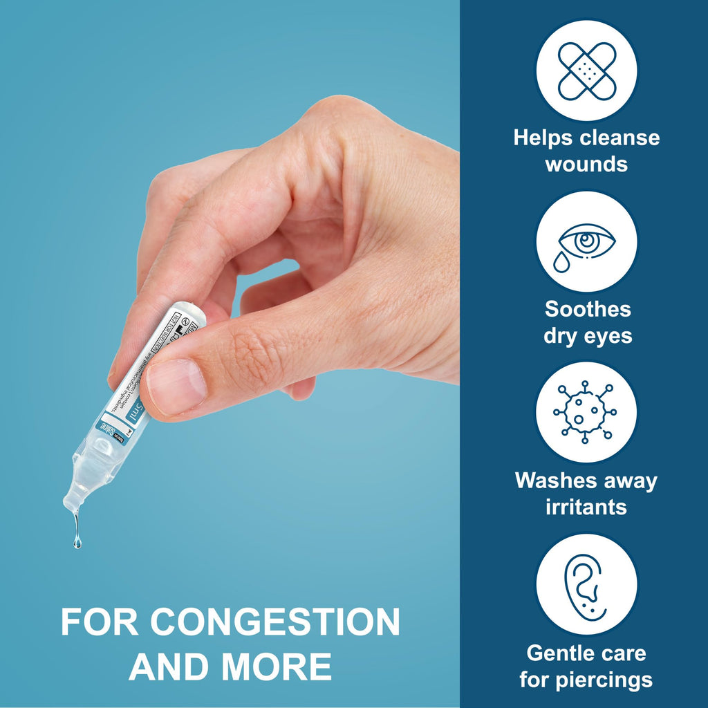 Shusher Care Saline Ampoules - Saline Solution for Nebulizer, Sodium Chloride 0.9% for Nose & Eyes, Nasal Cleanse for Babies, Ki