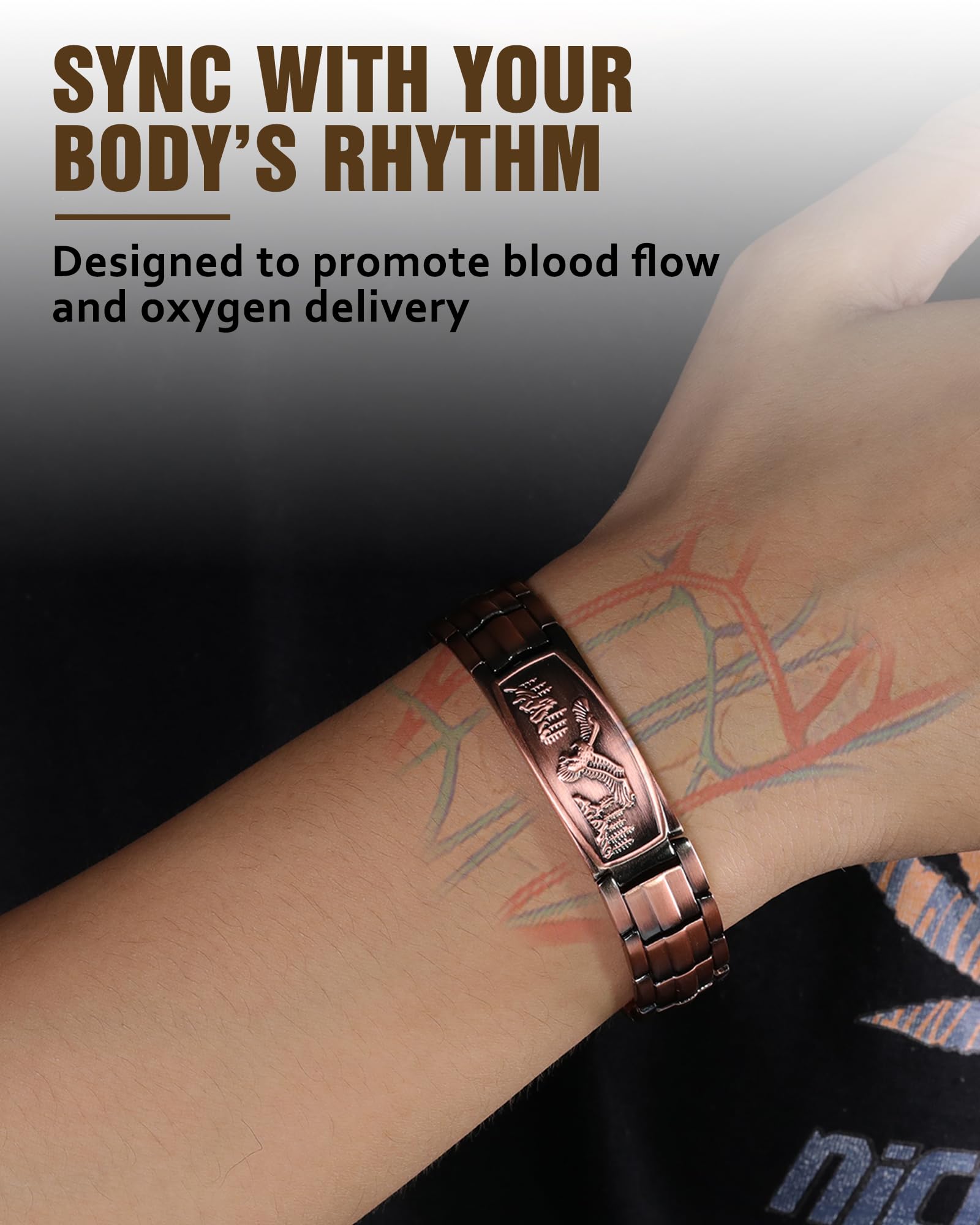 Jecanori Pure Copper Bracelet for Men, 2X Strength Magnetic Bracelets for Men, Ideal Gift