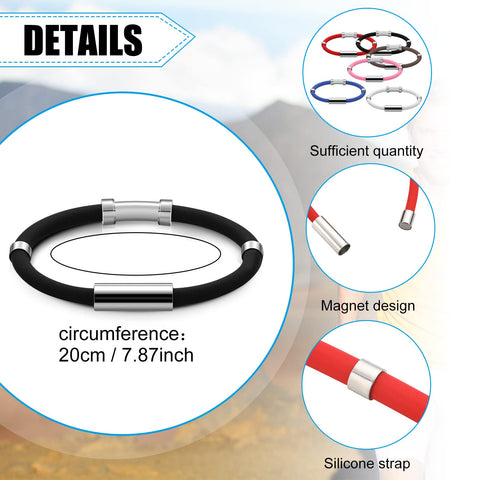 6 Pcs Balance Bracelet for Women Men Magnetic Anti Static Bracelet Stainless Steel Vertigo Bracelet Antistatic Wrist Band Sports