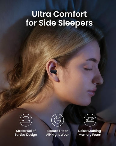 QubitPulse Dream Ear Plugs for Sleeping, 23dB Noise Reduction Soft Silicone Ear Plugs with Patented Qufits Eartips and Carry Cas
