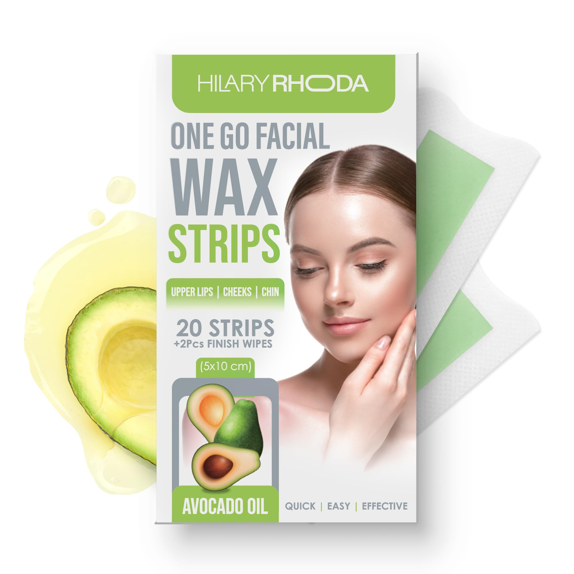 Hilary Rhoda Women One Go Facial Wax Strips | Avocado Oil Extract | ReadyToUse For Upper Lip, Chin & Cheeks | Hair Removal Str