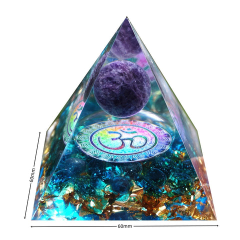 Besorgone Orgonite Pyramid for Positive Energy Amethyst Sphere Chakra Orgone with Blue Quartz Crystal Healing Stones Attract Wea