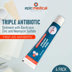 Epic Medical Supply Triple Antibiotic Ointment 1 oz Tube 4 Pack with Bacitracin Zinc and Neomycin Sulfate, Healing Preventative