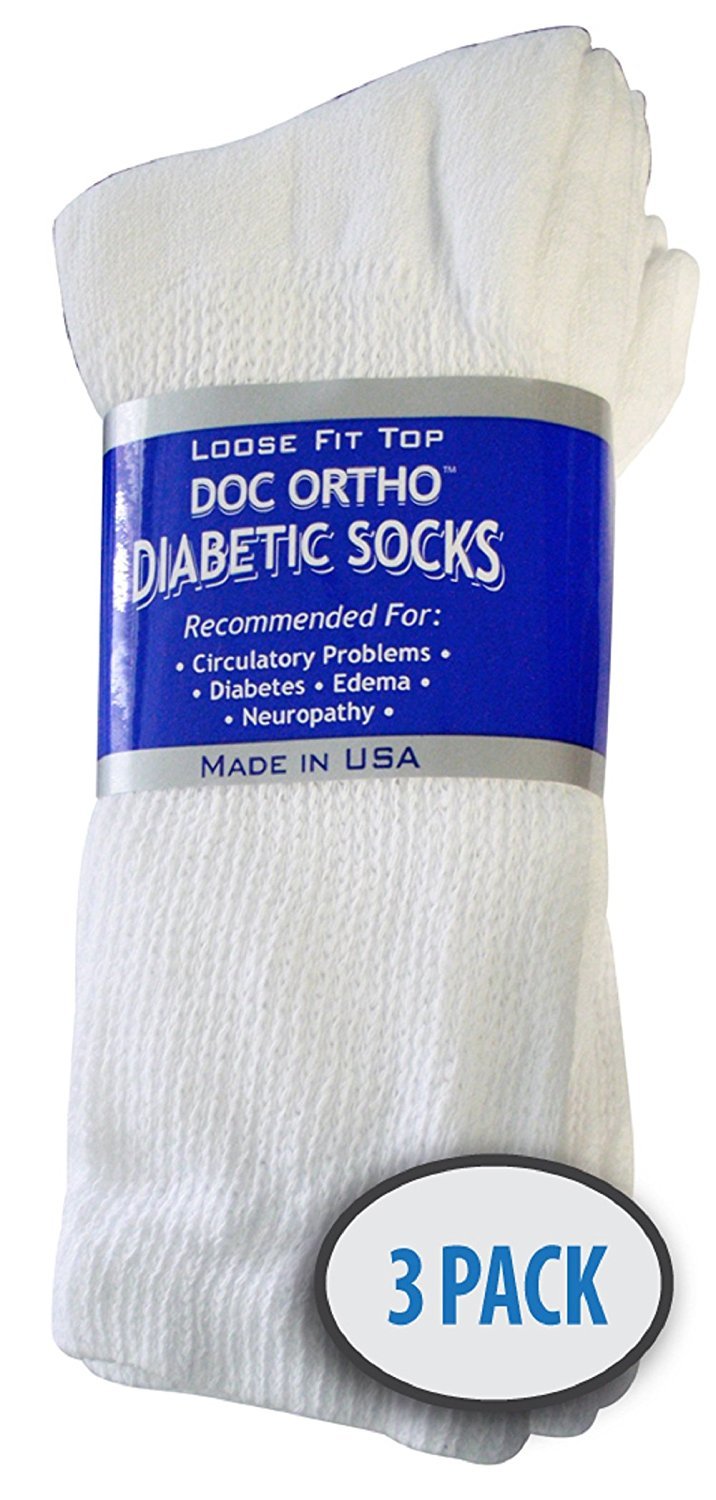 Doc Ortho Loose Fit Cotton Diabetic Socks for Men and Women, 3 Pairs, 1/4 Crew
