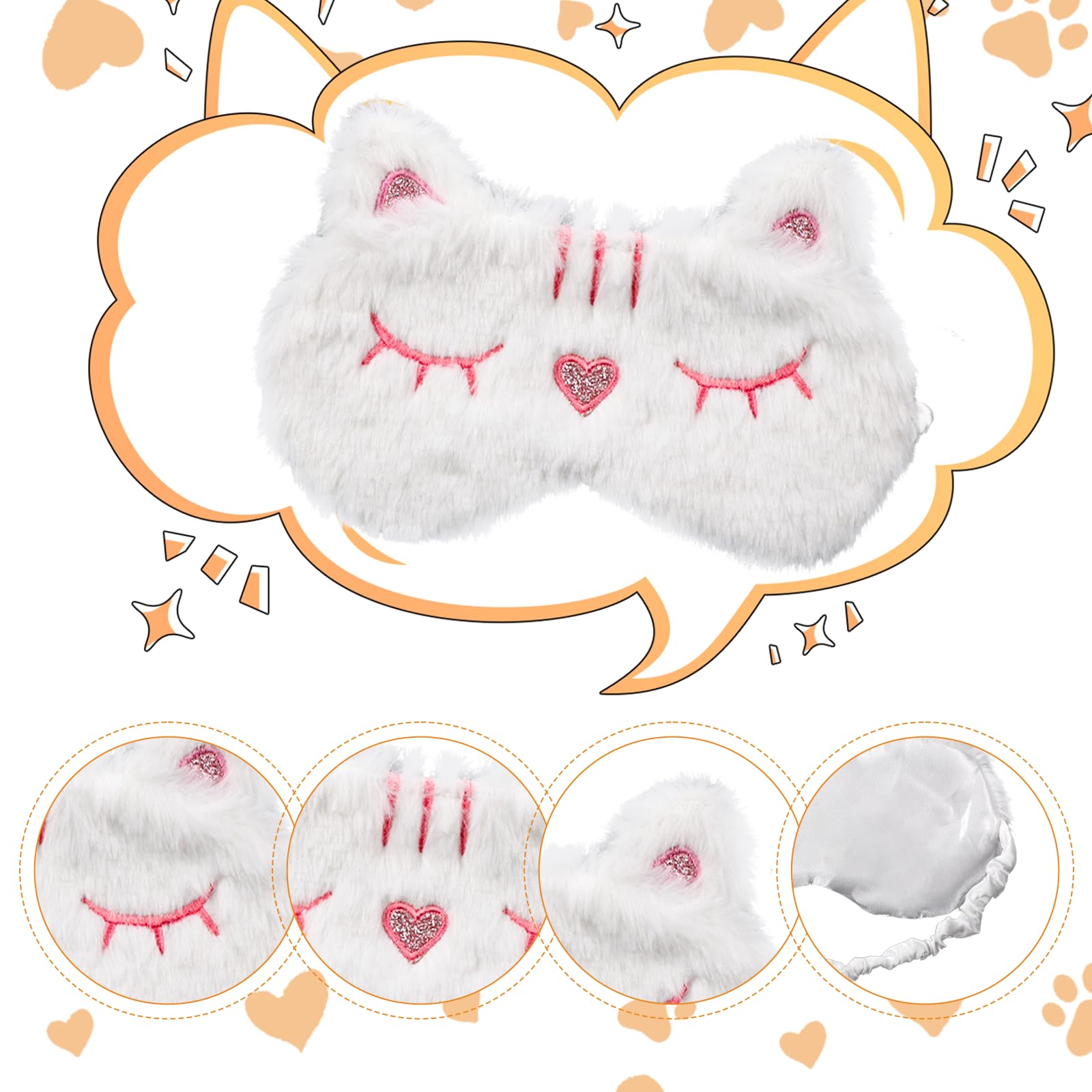 3 Pieces Cartoon Cute Cat Sleeping Eye Mask, Cute Sleeping Eye Mask, Soft Plush Eye Mask, Cartoon Style, Night Sleeping Eye Mask