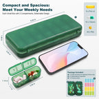 LOBIUTIYA Weekly Pill Organizer 2 Times a Day + 2 Detachable AM PM Travel Kits for Vitamin, Medicine, Supplement, Fish Oil - Gre