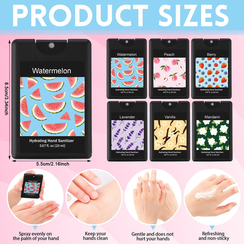 Dansib 6 Pack Hydrating Hand Sanitizers Travel Size Mini Scented Hand Sanitizer Spray Refillable Moisturizing Formula Thank You