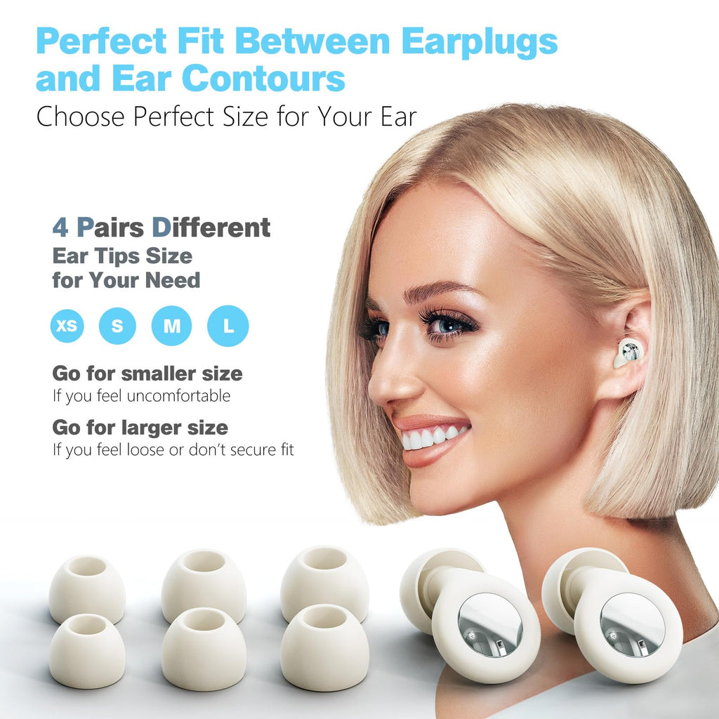 Ear Plugs for Sleeping Noise Cancelling - 30dB Reusable Silicone Earplugs with 8 Ear Tips & Case, Ideal Sleep Ear Plugs, Soft &