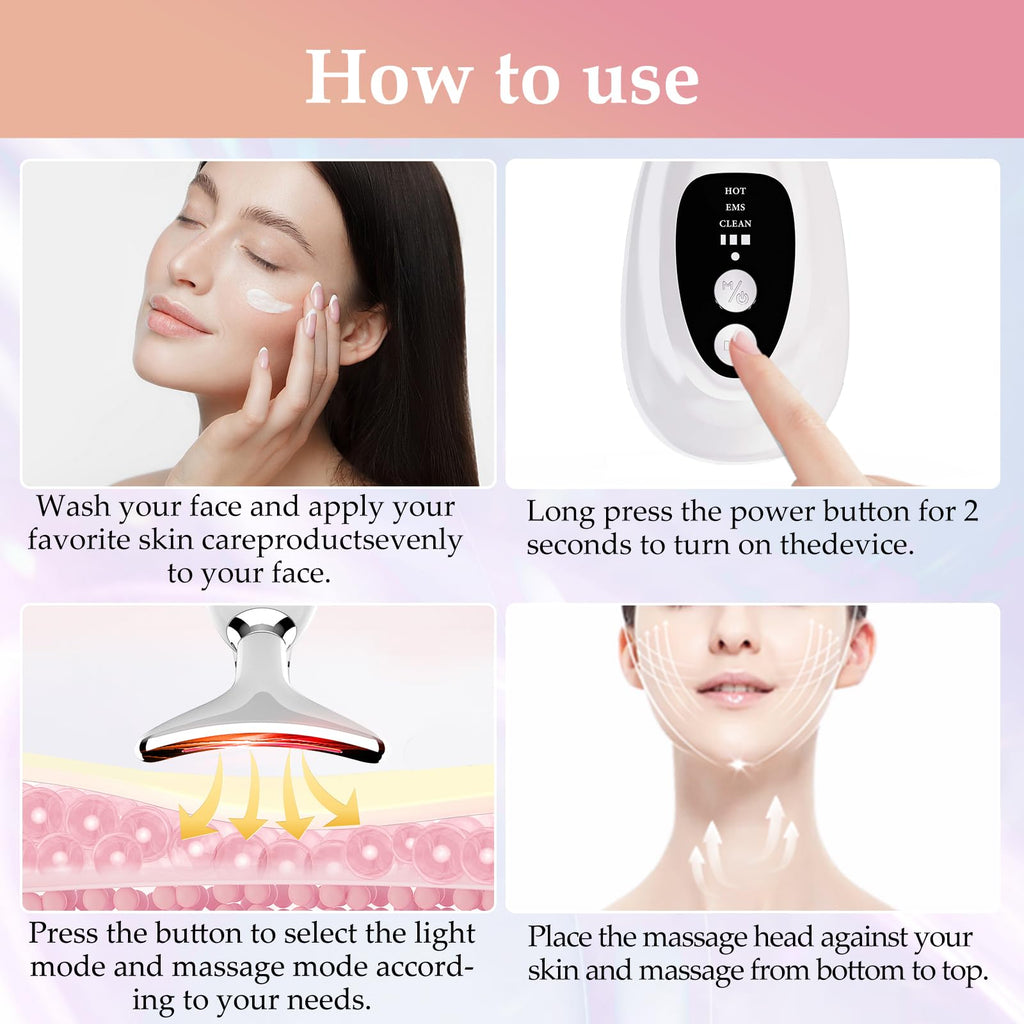 New Red-Light-Therapy-for-Face and Neck Massager,7 Colors Womens Skin Rejuvenation Lifting Facial Massager Tool for Toning,Glow