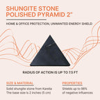 Shungite Stone Protection Pyramid 2'' | Authentic Shungite Stones Protection Polished Pyramid 2 inches (5 cm) | Black Stone Crys