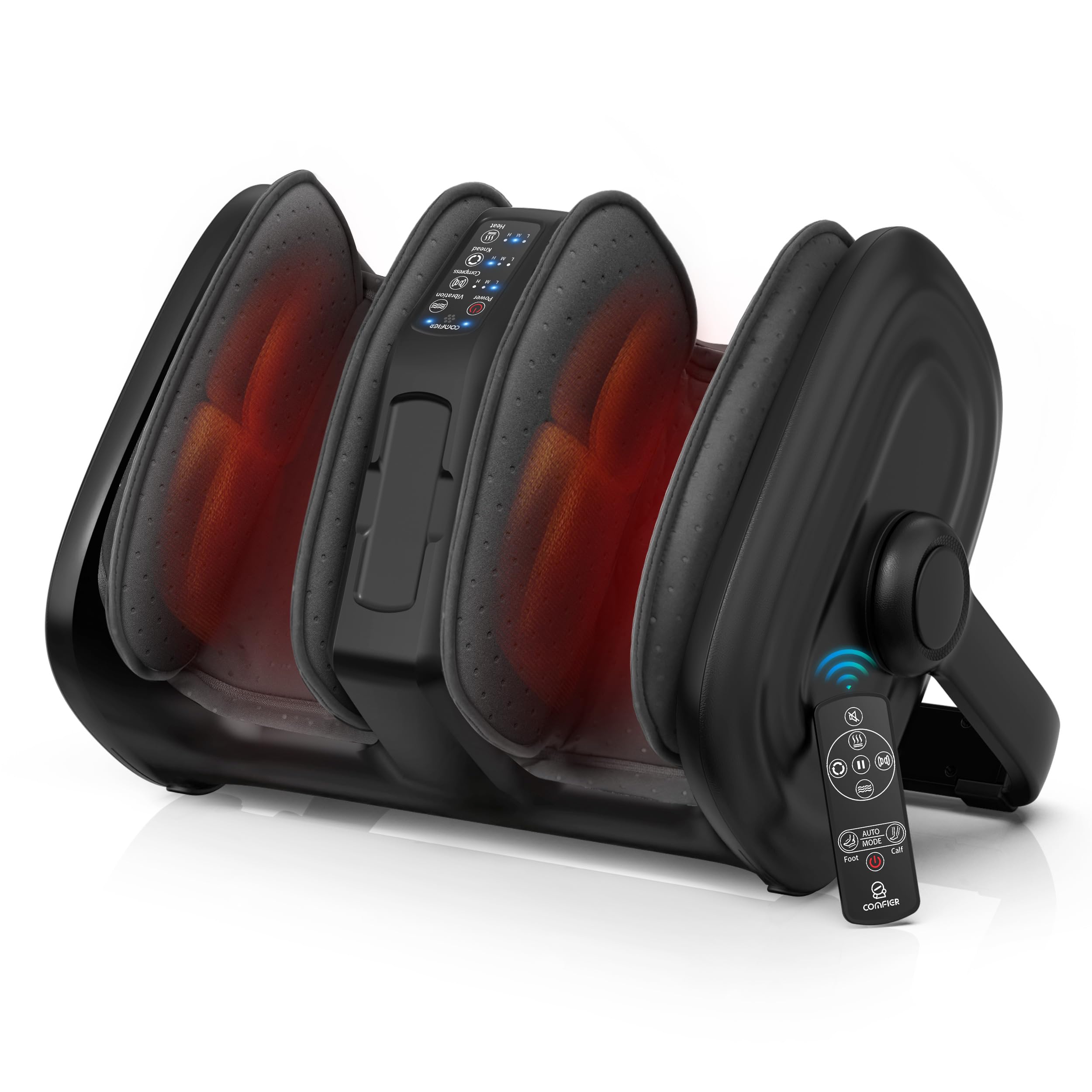 COMFIER Shiatsu Foot Massager Machine, FSA HSA Eligible Foot Calf Massager with Heat, Squeeze & Vibration Massage, Remote Contro