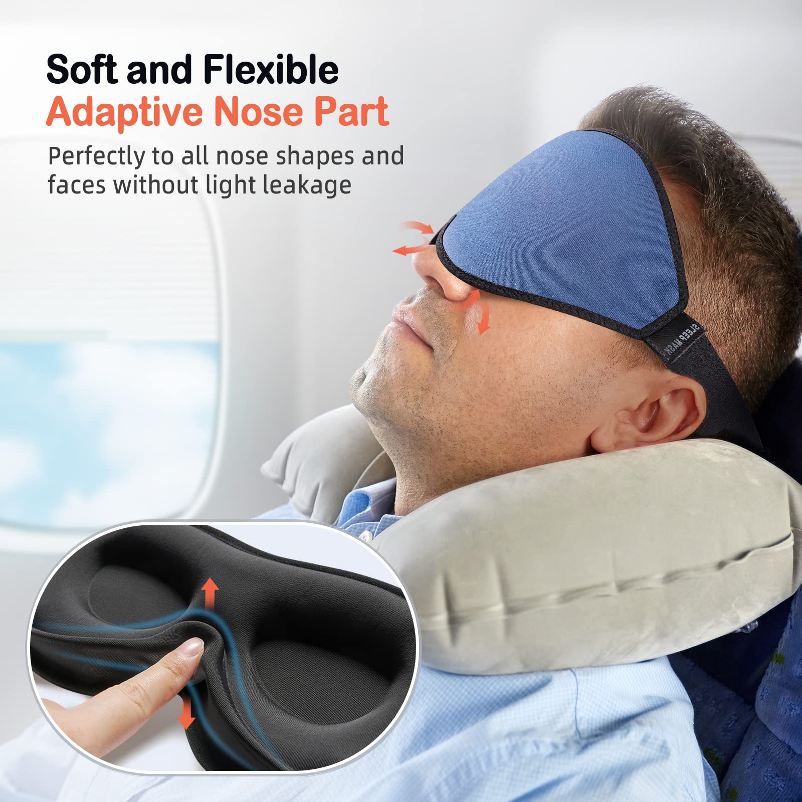 LitBear Sleep Masks, Light Blocking Eye Mask Sleeping for Women Men Side Sleeper, Soft 3D Comfortable Sleeping Mask with Adjusta