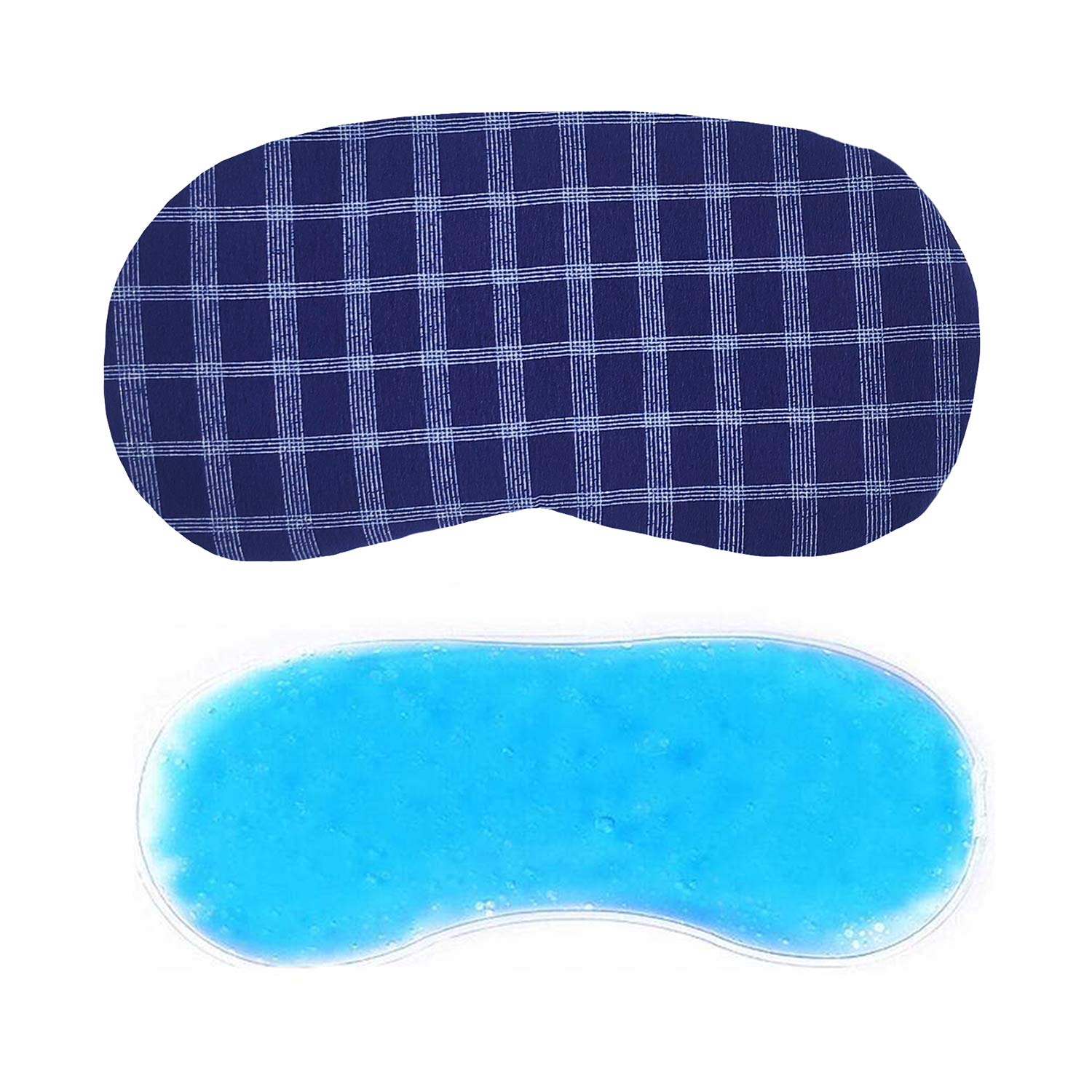 Jenna Polyester Cute Gel Sleeping Eye Shade Mask Cover For Insomnia, Meditation, Puffy Eyes And Dark Circles Check Darkblue