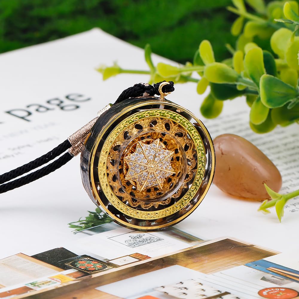 Da Piao Liang Tiger Eye Necklace With Rotatable Pendant Obsidian Energy Protection Adjustable Rope For Anxiety Healing Jewelry (