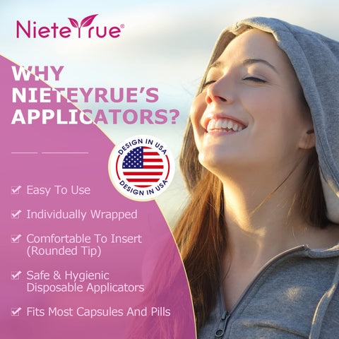 Nieteyrue (40 Packs) Disposable Vaginial Applicators Individually Wrapped Hygienic Fit to Size 00 Cap-sules and Many Shapes of S