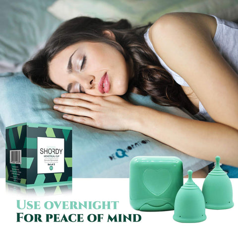 SHORDY Reusable Menstrual Cup (Small) Set of 2 with Mini Box, 100% Soft Silicone, Coupe Menstruelle, Safe Period Cup, Light Flow