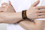 XIANNVXI Mens Bead Bracelet 4PC Tiger Eye Bracelets Black Obsidian Crystal Stone Bracelets Set for Men Stretch 8mm Crystal Beade