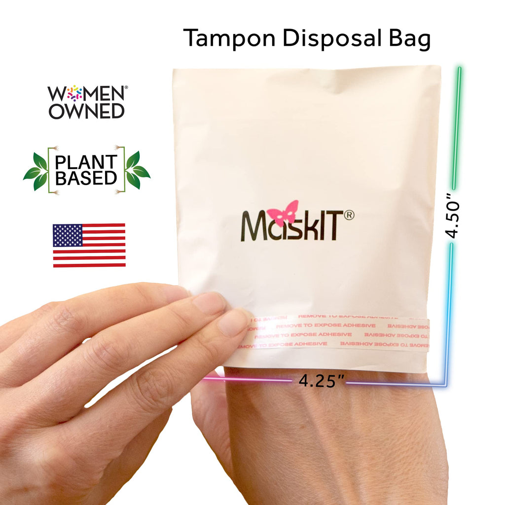 MaskIT Tampon Disposal Bags: Plant-Based Disposal Bags for Tampons - Discreet Sanitary Tampon Disposal Baggies Perfect for Home