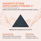 Shungite Stone Protection Pyramid 2 | Authentic Shungite Stones Protection Unpolished Pyramid 2 inches (5 cm) | Black Stone Crys