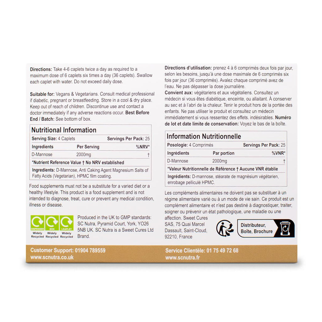 Waterfall D-Mannose Tablets 500mg (Capsule Sized) - 100% D-Mannose Naturally Sourced from Birch - Bladder Health | 100 x 500mg T