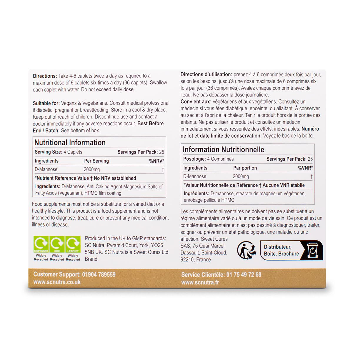 Waterfall D-Mannose Tablets 500mg (Capsule Sized) - 100% D-Mannose Naturally Sourced from Birch - Bladder Health | 100 x 500mg T