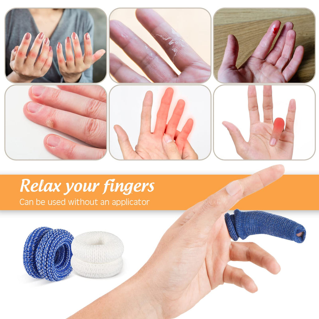 Nuanchu Tubular Bandage Finger Roll Cotton Finger Cots Elastic Thumb Gloves Dressings Fingertips Gauze Blue White Disposable Ban