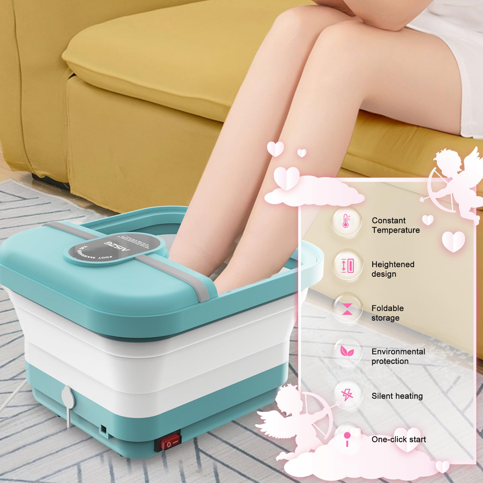 AISZG Foot Spa Massager with Heat - Foot Soaking Tub,Pedicure Foot Spa - Foot Bath Soak Tub for Stress Relief,Mothers Day Father
