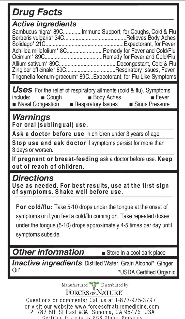 Forces of Nature Cold and Flu, Organic Maximum Strength Homeopathic Medicine, 0.34 Fl Oz, Immune Support & Multi Symptom Relief