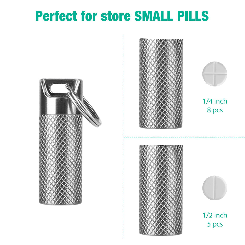 Opret Titanium Pill Container with Keychain & Necklace, Waterproof Pill Case for Emergency Aspirin & Nitroglycerin, Mini Pill Ho