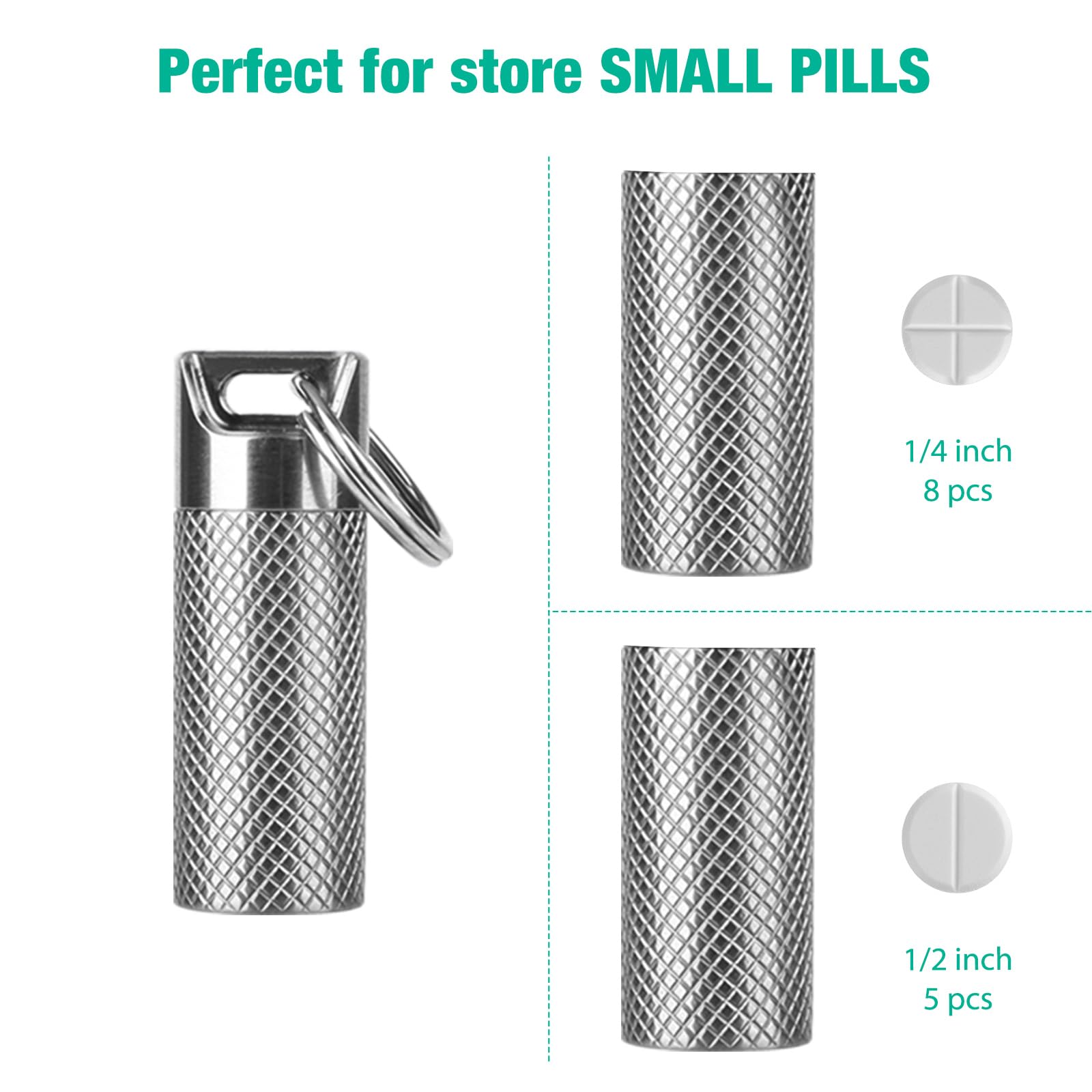 Opret Titanium Pill Container with Keychain & Necklace, Waterproof Pill Case for Emergency Aspirin & Nitroglycerin, Mini Pill Ho