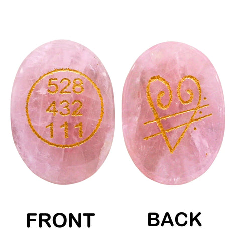 Rose Quartz Zibu Coin Angelic Number Oval Natural Pink Crystal Stone Cabochon Feng Shui for Good Luck Prosperity and Positivity 
