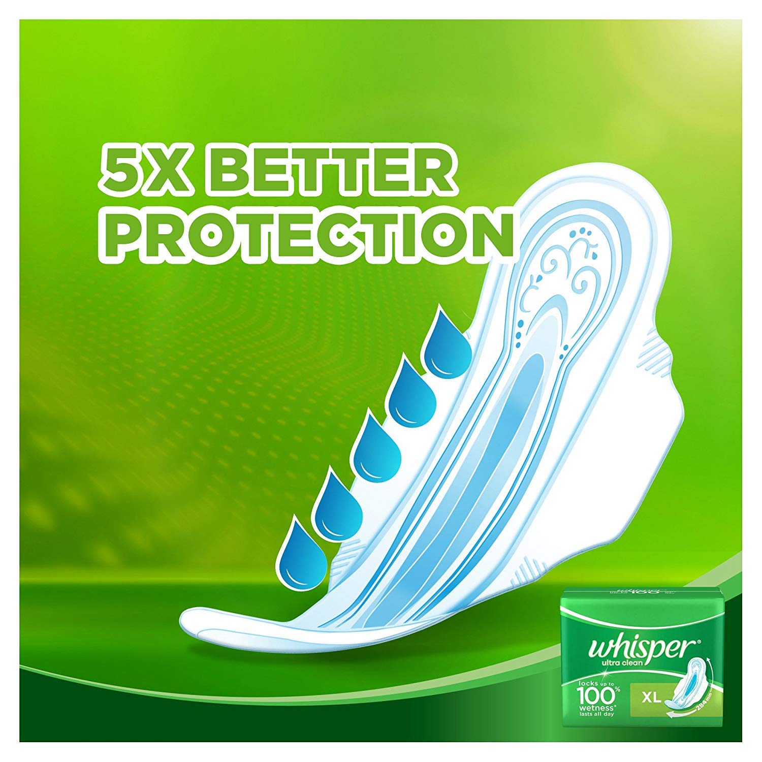 Whisper Ultra Clean XL Wings Sanitary Pad (Pack of 15)