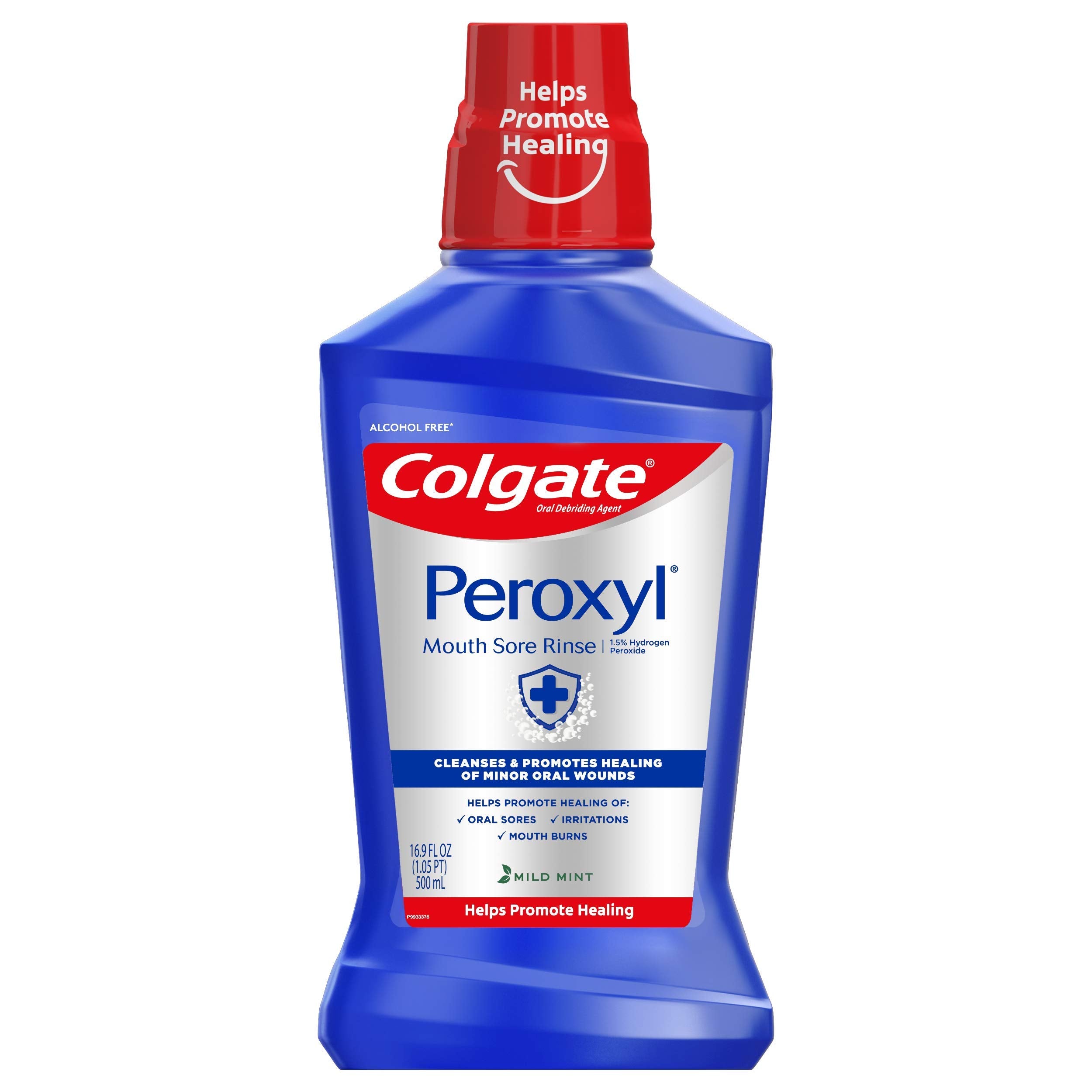 Colgate Peroxyl Antiseptic Mouthwash And Mouth Sore Rinse, 1.5% Hydrogen Peroxide, Mild Mint - 500Ml, 16.9 Fluid Ounces
