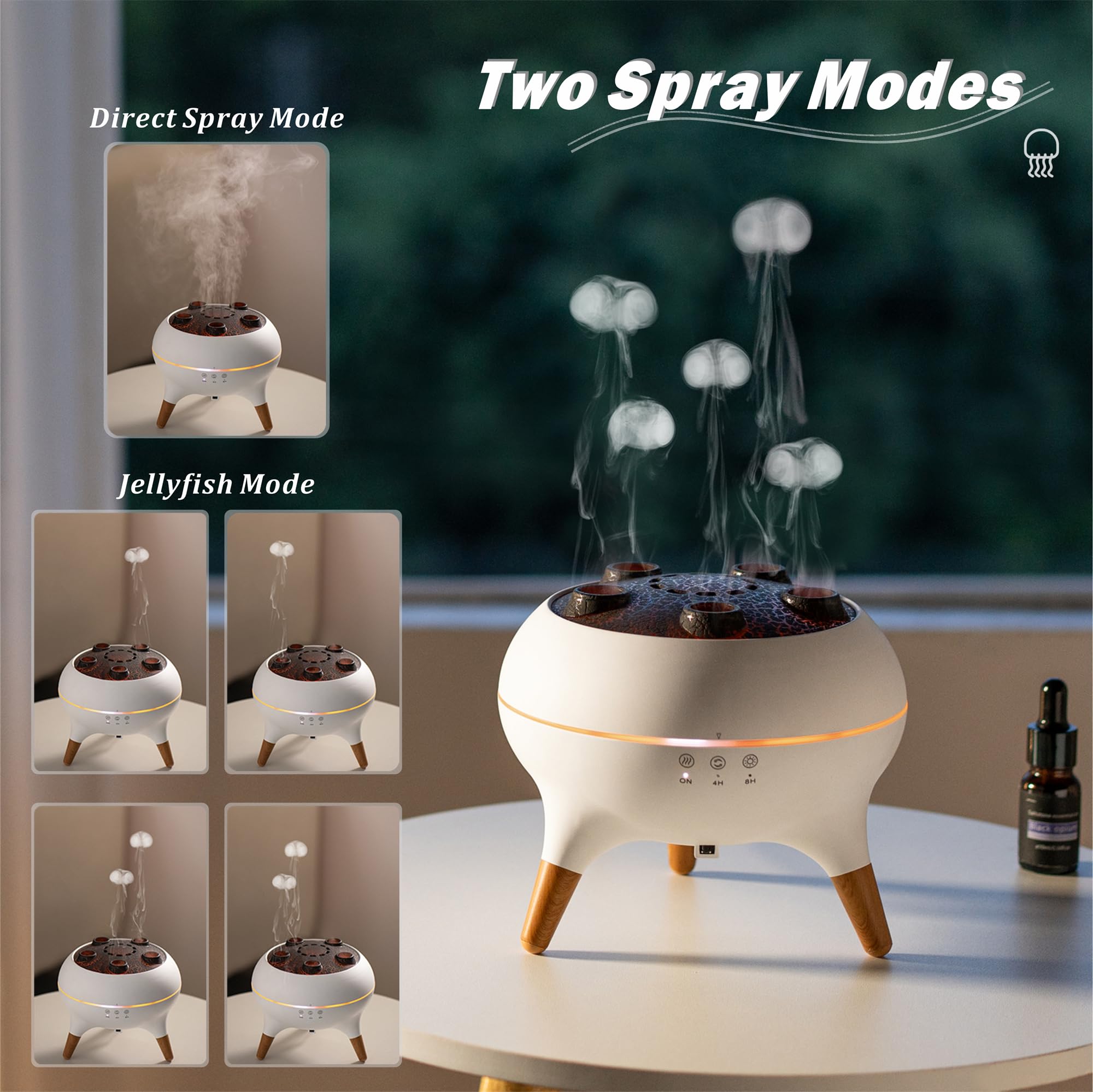 AChoice4U Essential Oil Diffuser 250ML Dancing Jellyfish Aromatherapy Diffuser Humidifier with 7 Colors LED Lights,Remote Contro