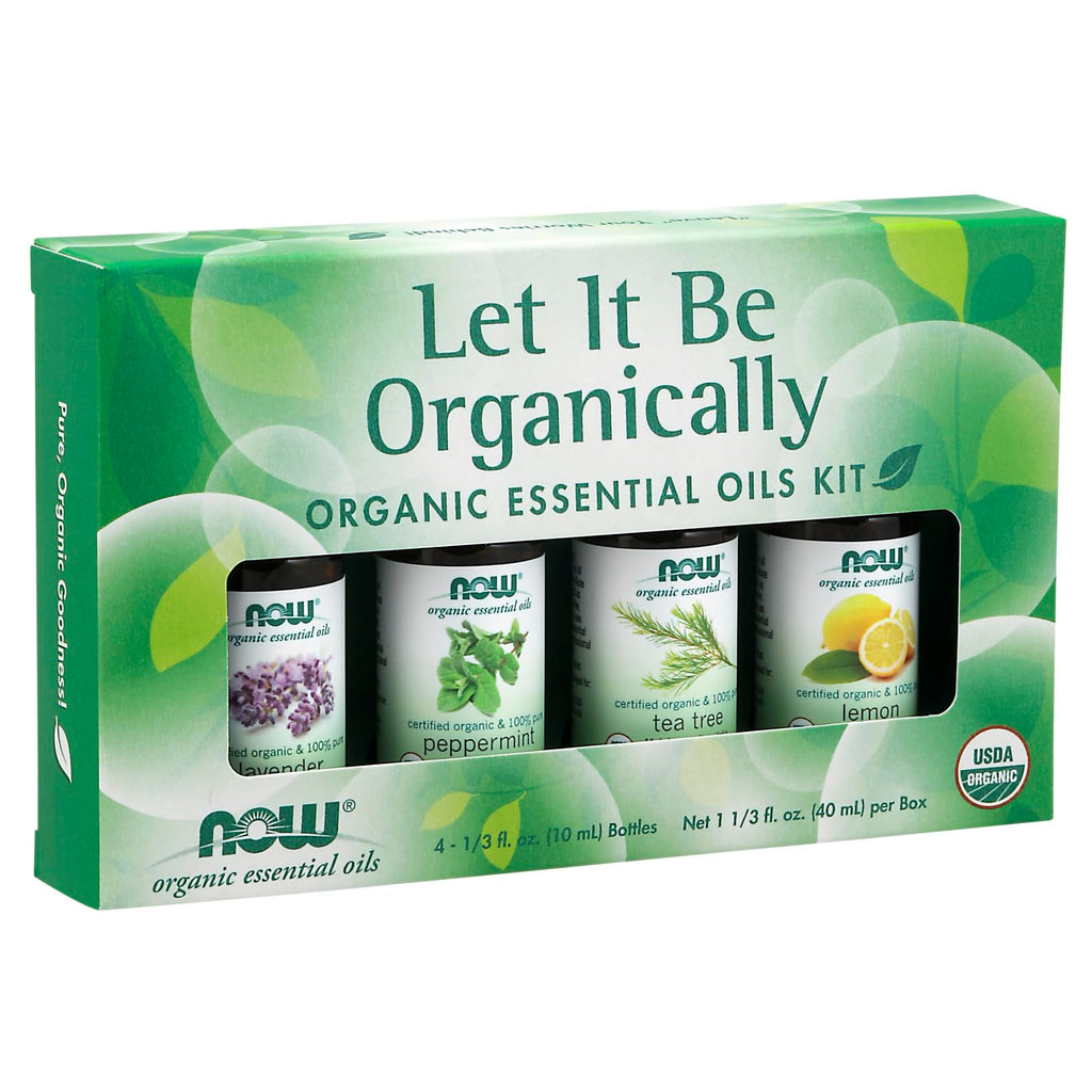 Let It Be Organically Organic Essential Oils Kit Now Foods 4 (10ml Bottles) Kit