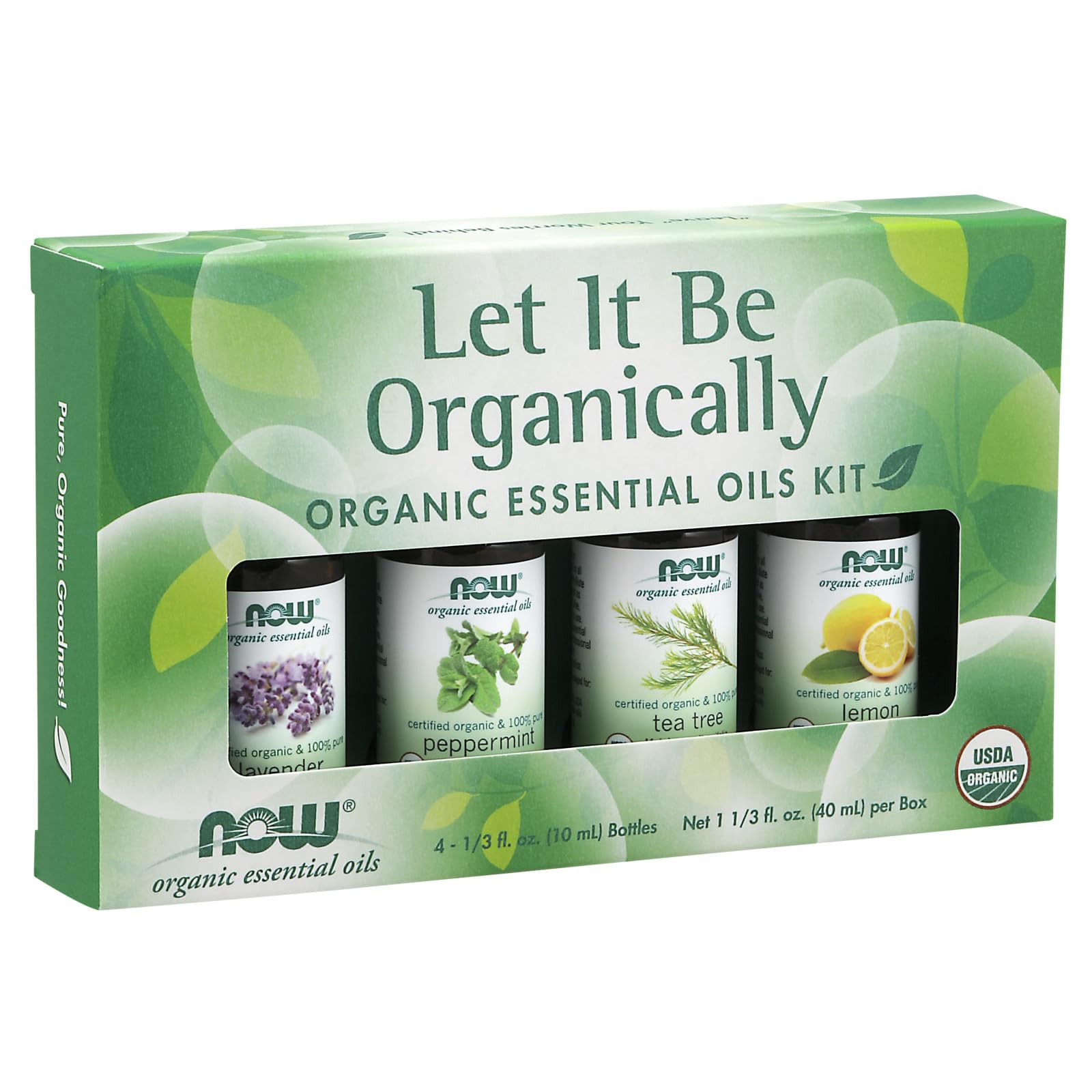 Let It Be Organically Organic Essential Oils Kit Now Foods 4 (10ml Bottles) Kit