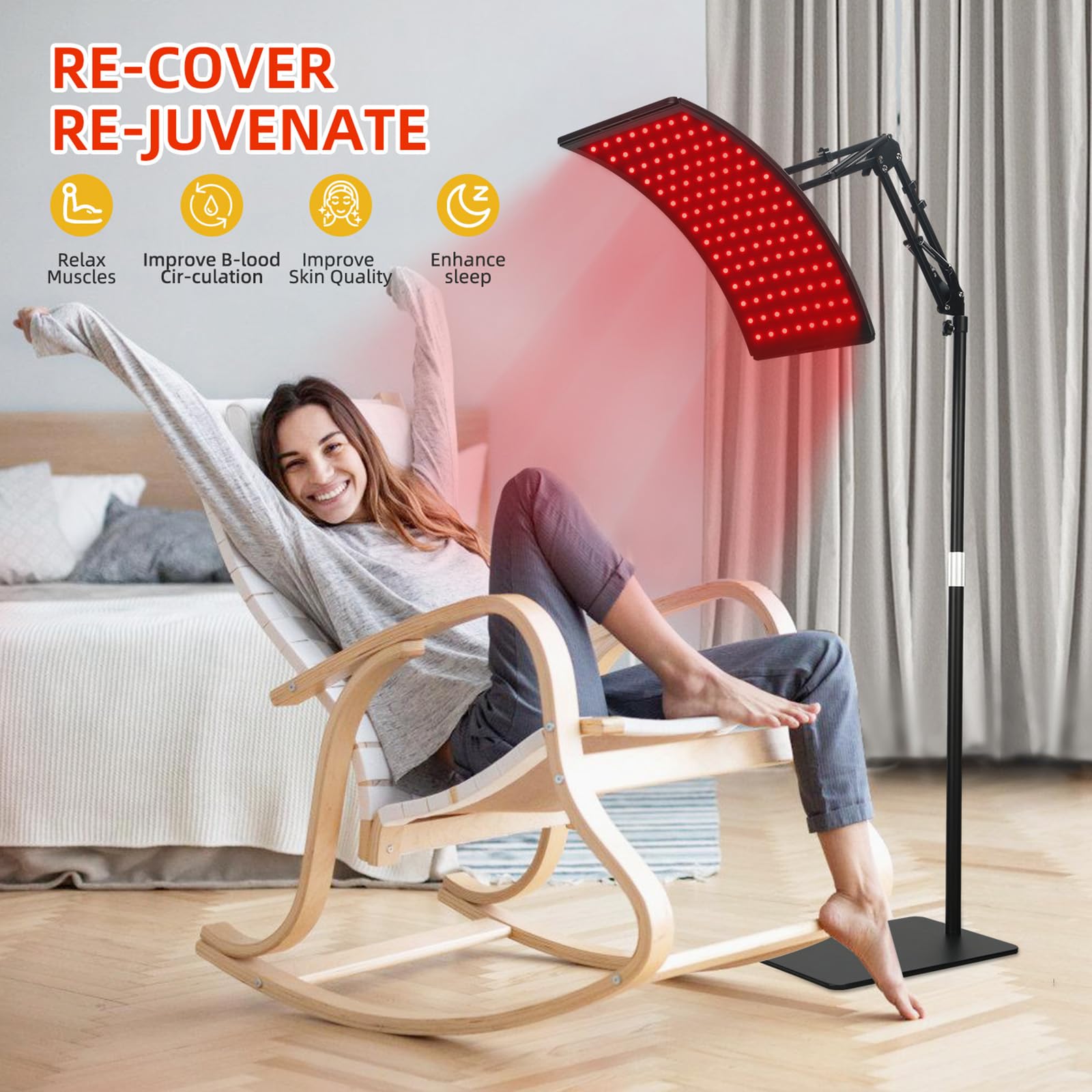 Red Light Therapy for Face and Body, Red Infrared Light Therapy Lamp with Stand Led 660nm Red Light-Therapy& 850nm Infrared Ligh
