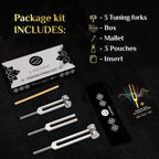 Tuning Forks for Healing Set (128Hz, 256Hz, 512Hz) - Essential Yoga and Meditation Accessories & Sound Therapy Devices