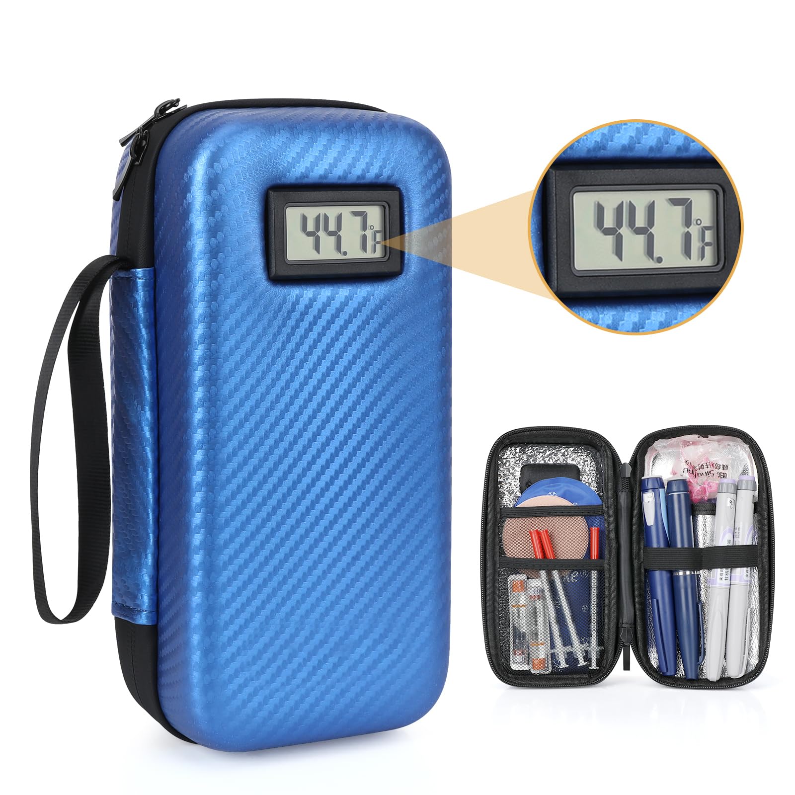 LengKe Insulin Cooler Travel Case with 2 TSA Approved Gel Ice Pack, Temperature Display Refrigerated Medicine Travel Case for In