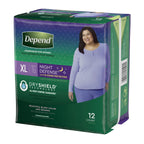 Depend Night Defense Incontinence Overnight Underwear for Women, XL, 12 Underwear (Pack of 2)