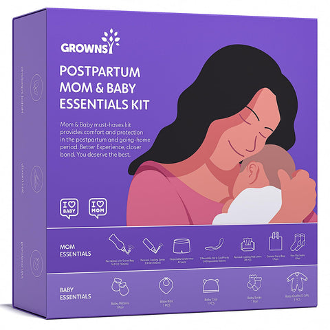 Grownsy Postpartum Mom & Baby Essential Kits, Postpartum Recovery Kit for Labor &Delivery with Hospital Essentials for Women Aft