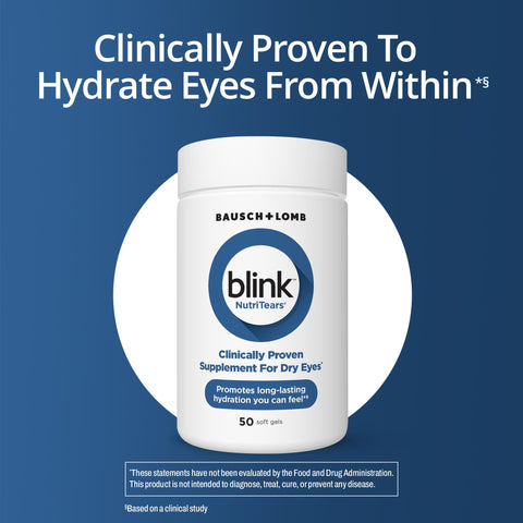 Blink NutriTears Clinically Proven Supplement for Dry Eyes, 50 Softgels, Eye Care Supplement to Hydrate Eyes from Within for Lon