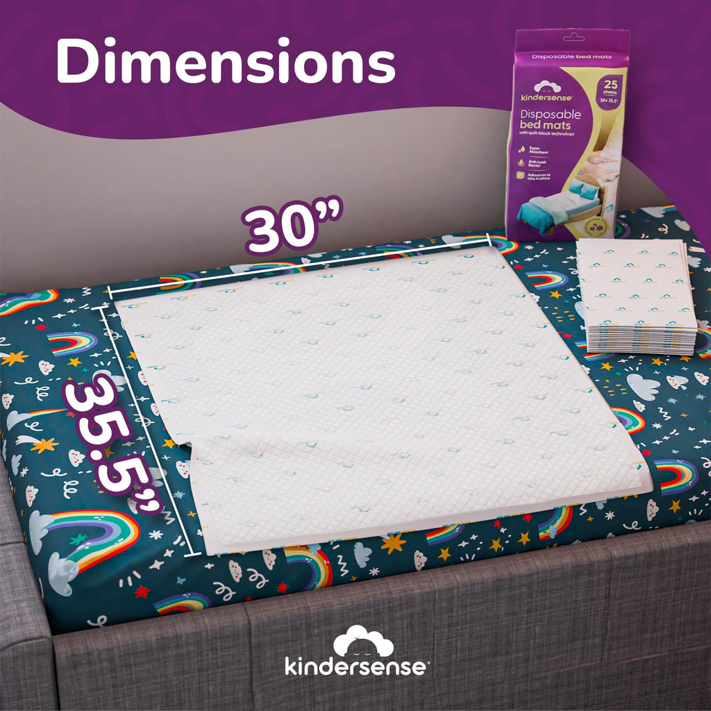 KinderSense Ultra Absorbent Disposable Bed Pads for Potty Training 36 x 30 (25 Count) - Bedwetting Mat & Mattress Protector - In