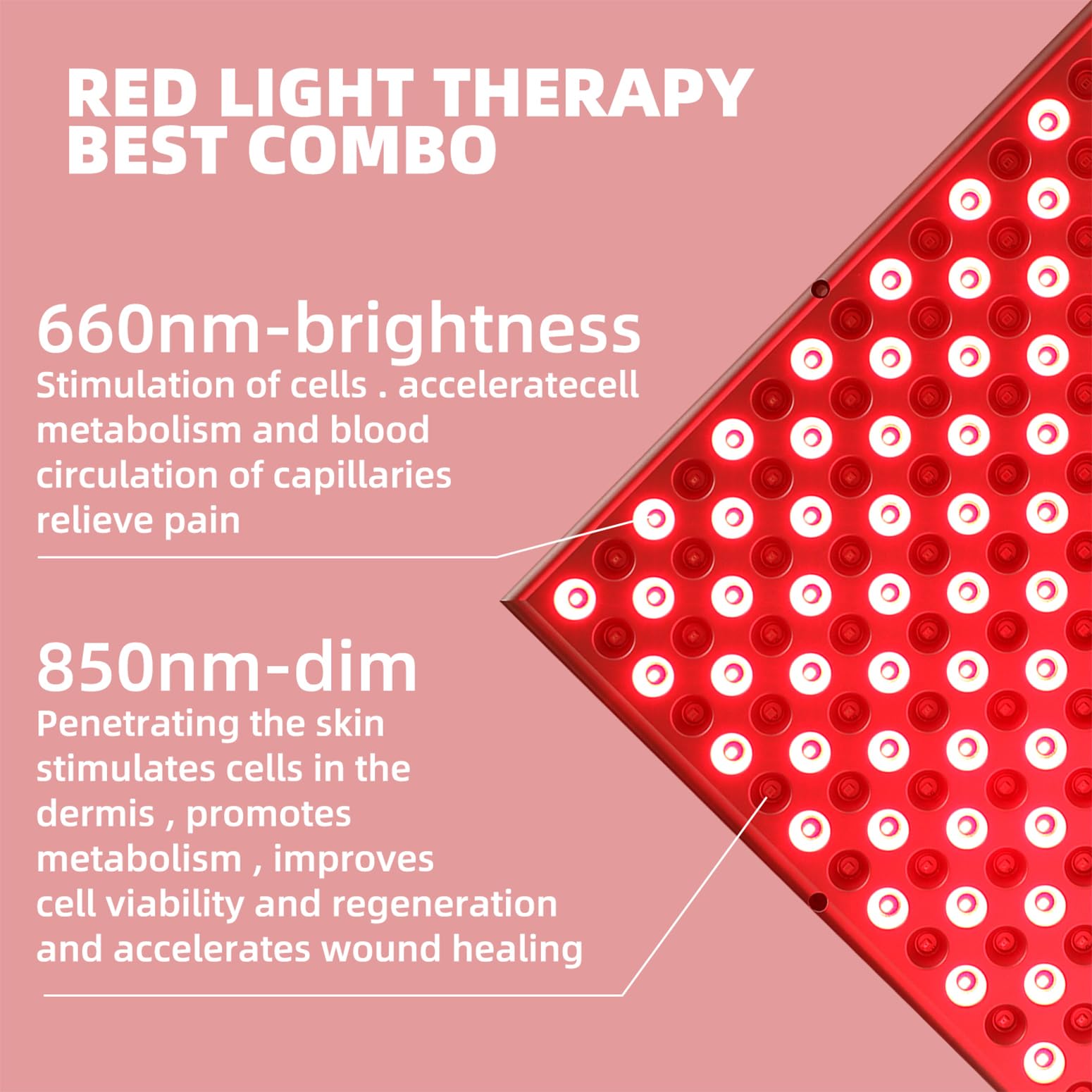 Red-Light-Therapy-Device - 45W LED Panel Deep 660nm and Near-Infrared 850nm LED Light Combo for Skin Beauty,Pain Relief of Muscl