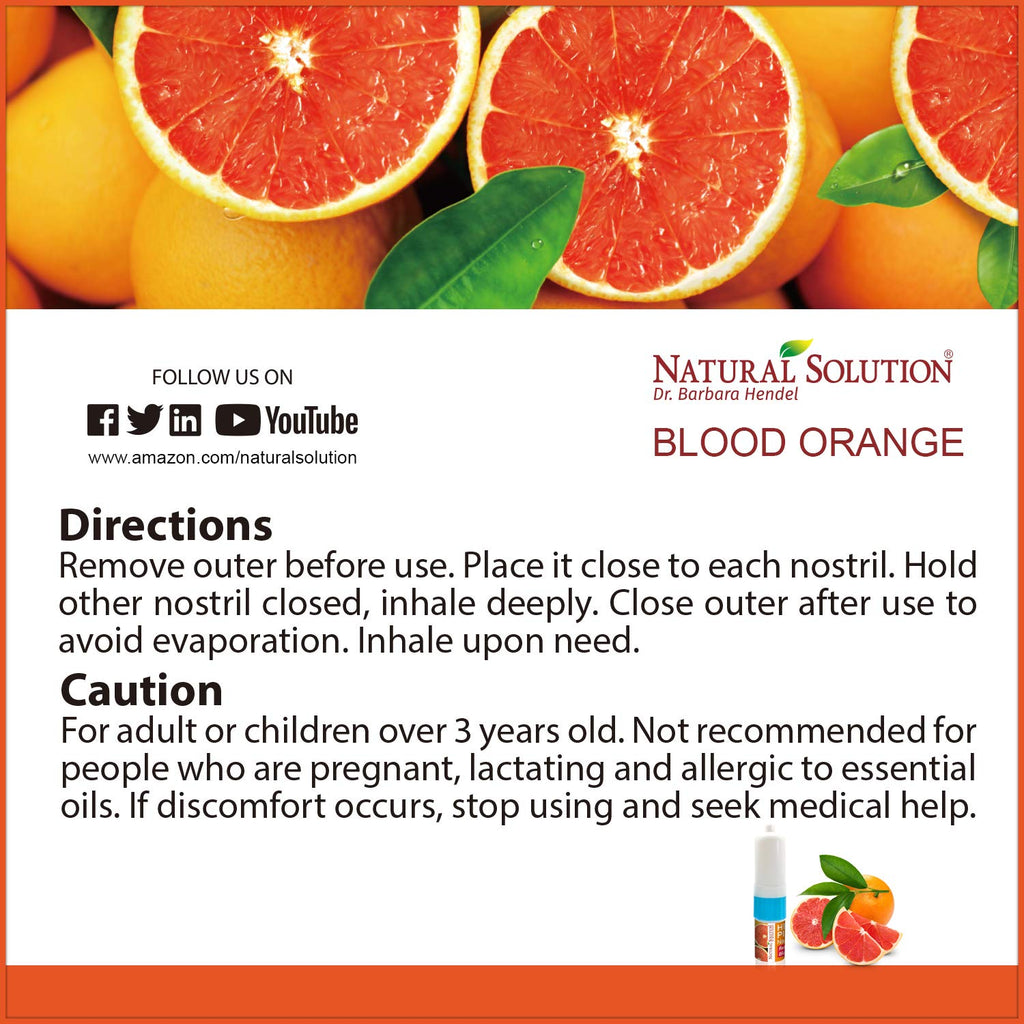 Natural Solution Pink Salt Aromatherapy Nasal Inhaler with Blood Orange Essential Oils for a Refreshing, Relaxing Experience, an
